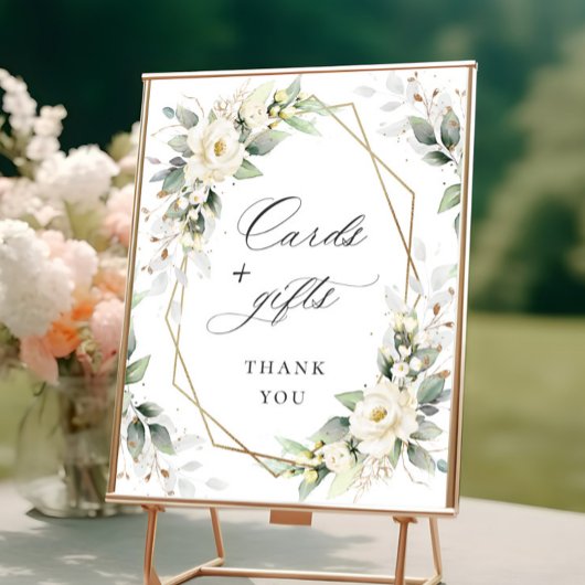 Elegante Pastel White Roses Kaarten en geschenken Poster