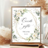 Elegante Pastel White Roses Kaarten en geschenken Poster