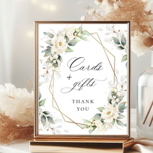 Elegante Pastel White Roses Kaarten en geschenken Poster