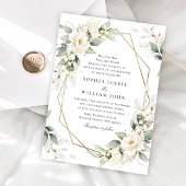 Elegante pastel witte rozen eucalyptus bruiloft kaart