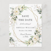 Elegante Pastel Witte Rozen Trouwen Save the Date Briefkaart (Voorkant)