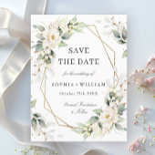 Elegante Pastel Witte Rozen Trouwen Save the Date Briefkaart