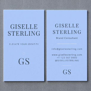 Elegante pastelblauwe eenvoudige minimale monogram visitekaartje