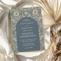 Elegante pastelblauwe ivoren bloemen Art Nouveau