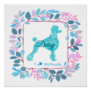 Elegante Pastelblauwe Poodle Poster Gepersonalis Perfect Poster