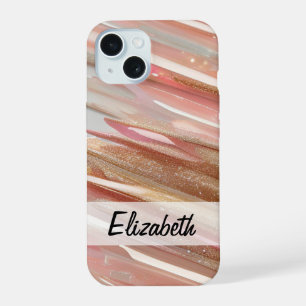 Elegante Pastelglitter Roze Blauw Goud Zilver iPhone 15 Hoesje