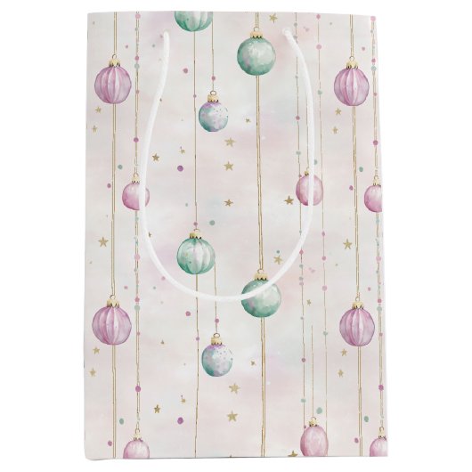 Elegante pastelkerst medium cadeauzakje (Voorkant)