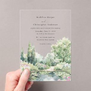 Elegante Pastelkleurige Aquarel Tuinbruiloft Acryl Uitnodigingen