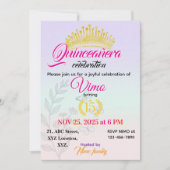 Elegante Pastelkleurige Bloemige Quinceañera Uitno Kaart (Voorkant)