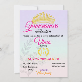 Elegante Pastelkleurige Botanische Quinceañera Uit Kaart