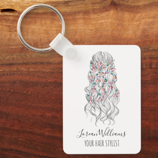 Elegante Pastelkleurige Bruid met Golvend Haar Blo Sleutelhanger (Voorkant)