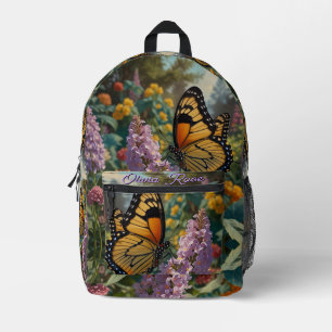 Elegante pastelkleurige wilde bloementuin met vlin bedrukte rugzak