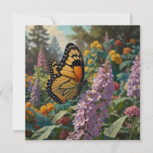 Elegante pastelkleurige wilde bloementuin met vlin kaart