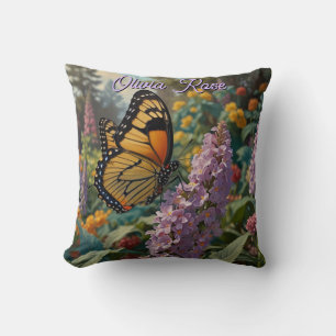 Elegante pastelkleurige wilde bloementuin met vlin kussen