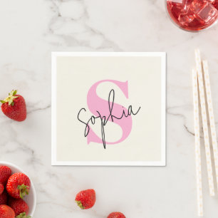 Elegante pastelmonogram gepersonaliseerde papieren servet