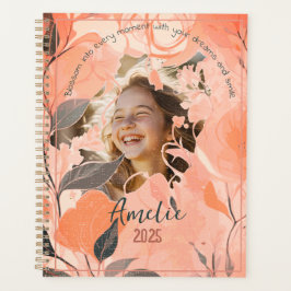 Elegante pastelperzik en salie bloemenfoto planner