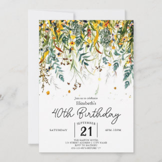 Elegante Pastels Wildflower 40e verjaardag Kaart