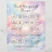Elegante pastelwolken Vind de gast Bingo (Voorkant)