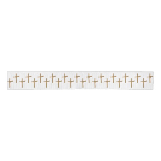 Elegante patroon religieuze Palm Cross Art Grosgrain Lint (Voorkant)