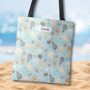 Elegante patterned Seashells mint Draagtas