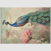 Elegante Pauw Bloemen Franse Ephemera Decoupage Tissuepapier (Voorkant)
