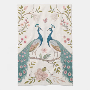 Elegante Pauw Bloemig Vintage (5) Theedoek