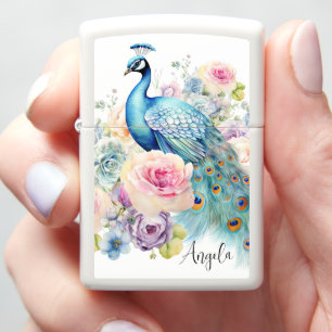 Elegante Pauw Bloemige Gepersonaliseerde Ontwerp