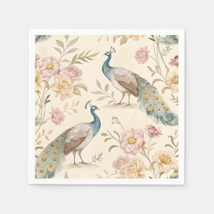 Elegante Pauw Bloemige Vintage (10) Servet