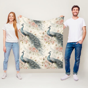 Elegante Pauw Bloemrijke Vintage (2) Fleece Deken