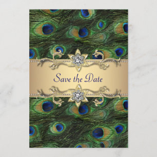 Elegante Pauw Huwelijk Bewaar De Datum Save The Date