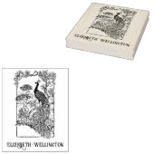 Elegante Pauw in Tuin Naam Initiaal  Rubberstempel (Gestempeld)