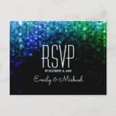 Elegante pauw kleur lichten bokeh bruiloft RSVP Uitnodiging Briefkaart (Voorkant)