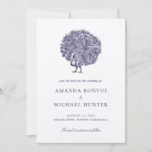 Elegante Pauw Midnight Blue Wedding Save The Date (Voorkant)