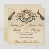 Elegante Pauw Save the Date Aankondigingen (Voorkant / Achterkant)