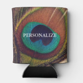 Elegante pauw veer peafowl oog aangepaste bruiloft blikjeskoeler (Achterkant)