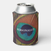 Elegante pauw veer peafowl oog aangepaste bruiloft blikjeskoeler (Blikje Achterkant)