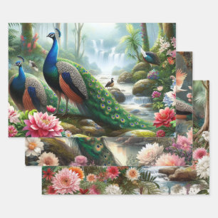 Elegante Pauwbloem Inpakpapier Vel