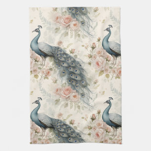 Elegante Pauwbloem Vintage (2) Theedoek