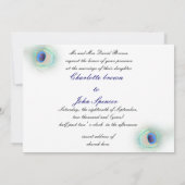 elegante pauwoog blauwe bruiloft uitnodiging (Achterkant)