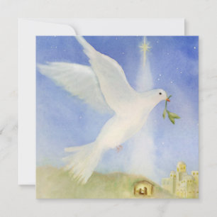 Elégante Peace Dove Nativité Noël Carte de vacance