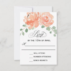 Elégante Peach Aquarelle Mariage floral RSVP