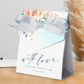 Elegante Peach en Blauwgroen Floral Waterverf Dank Bedankdoosjes