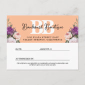 Elégante Peach Floral Shop Carte de certificat cad (Dos)