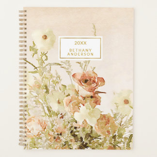 Elégante Peach Ivory Cream Aquarelle Floral