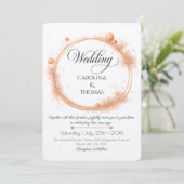 Elegante Peach Sparkle Wedding Script Kalligrafie Kaart (Staand voorkant)
