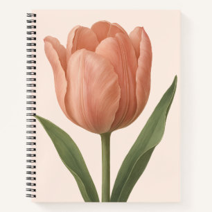 Elegante Peach Tulip Botanische Illustratie Notitieboek