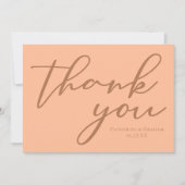 Elegante Peach Typografie Zomer Bruiloft Custom Bedankkaart (Voorkant)