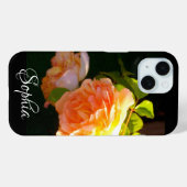 Elegante Peachy geel oranje floral Rozen Case-Mate iPhone Case (Achterkant (horizontaal))