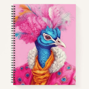 Elegante Peacock Animal Mode Art Pink Notitieboek