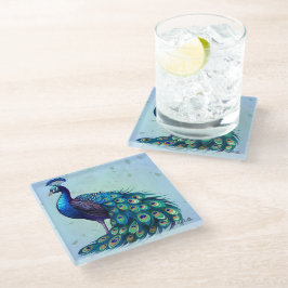 Elegante Peacock Design Glass Onderzetter